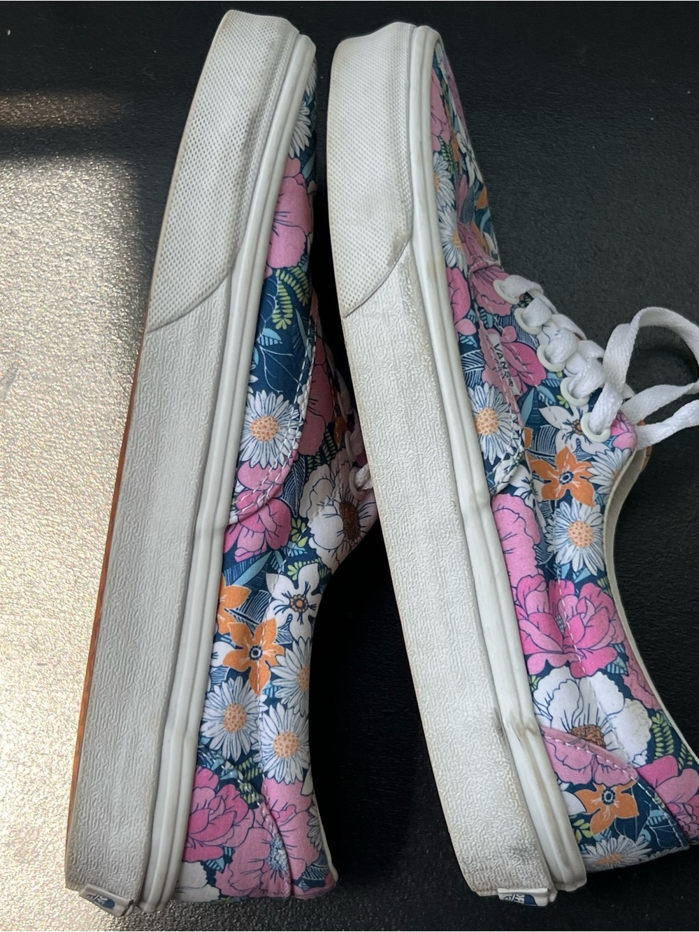 Vans Floral Canvas Low-Top Sneakers in Pink, Blue & Orange - Picture 4 of 16
